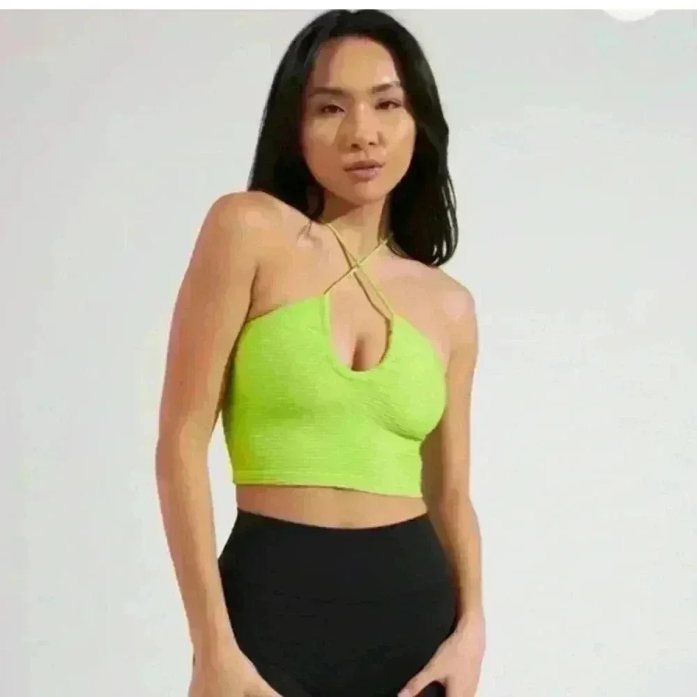NWT BUFFBUNNY Donna Crop Top Lime Green